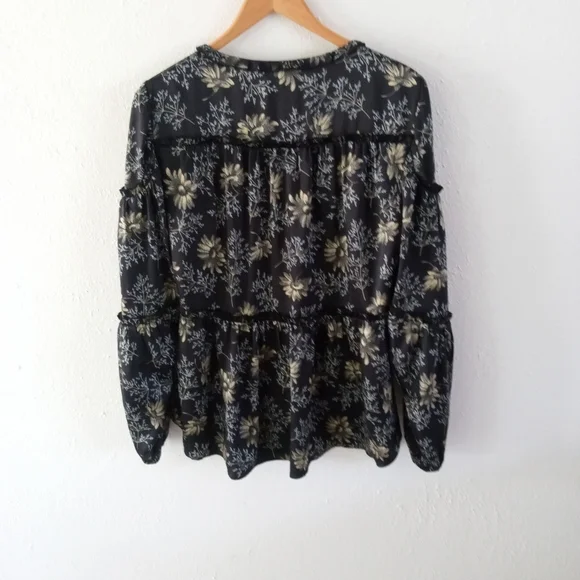 CINQ A SEPT Simmons Botanical Peplum Boho Contoured Blouse | S - Picture 9 of 11